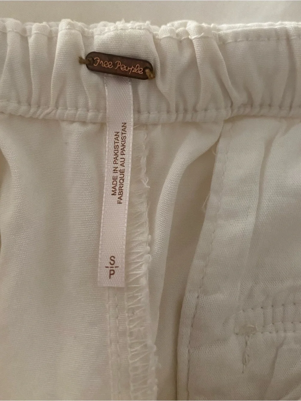 FREE PEOPLE CREAM SOFT SHIRRED DRAWSTRING WAIST 100% COTTON PANTS SIZE SMALL
